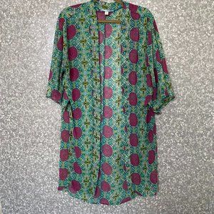 Kimono by Moonlight Size Small Multi–Color Sheer Duster Length Loose Fit Casual